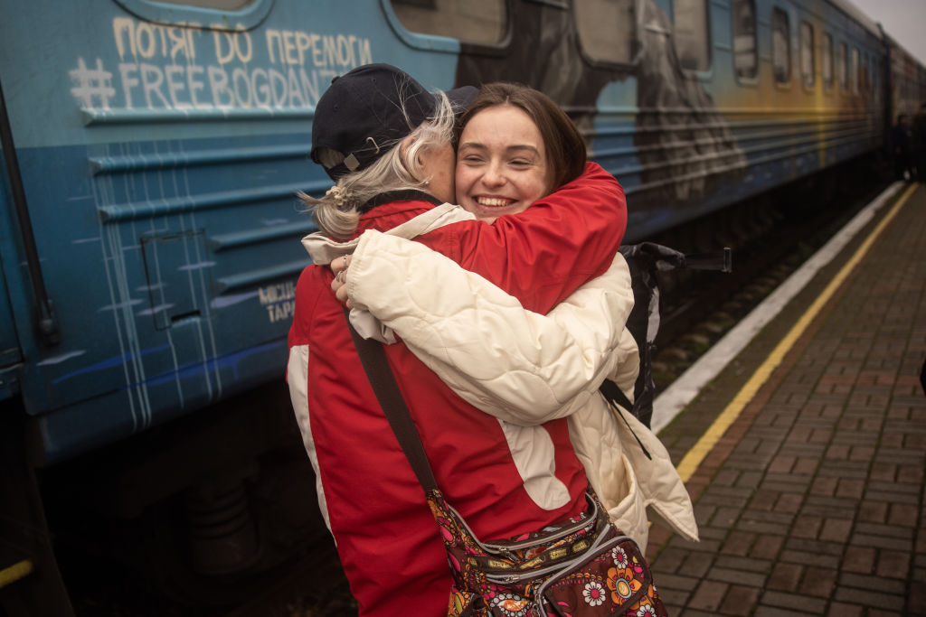 Families reunite through tears and smiles at Kherson central station