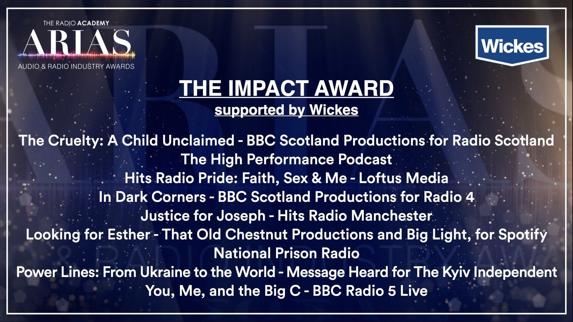 "Power Lines: From Ukraine to the World" was nominated in the category "Impact Award." (Audio & Radio Industry Awards)