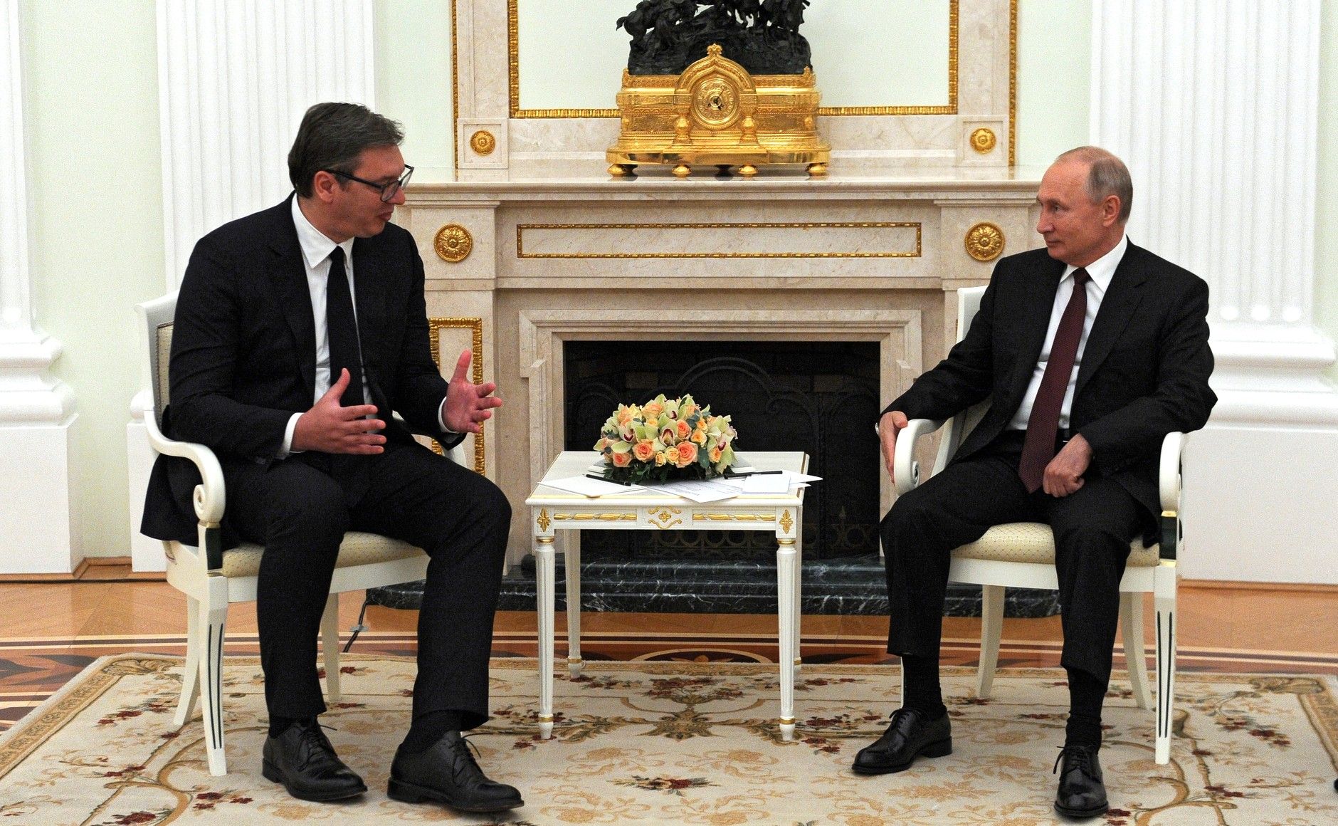 Serbia's President Aleksandar Vučić and Russia's dictator Vladimir Putin in Moscow, Russia, on June 23, 2020. (Source