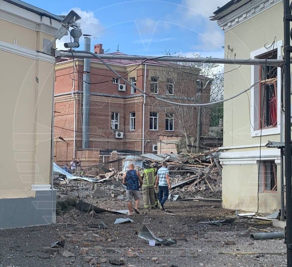 The aftermath of the alleged explosions in Taganrog, Rostov Oblast, Russia, on July 28, 2023. (Source: Shot/Telegram)