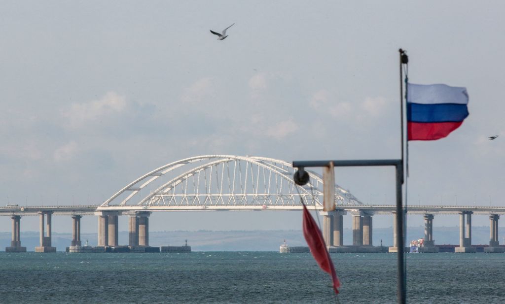 A view of the Crimean Bridge, built after Russia's illegal annexation of the peninsula in 2014. 