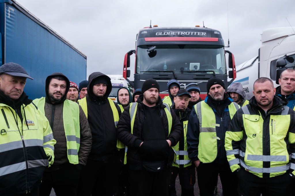 Anger and disappointment in endless lines of Ukrainian trucks at Polish border