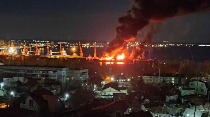 Ukraine war latest: Russian landing ship hit by Ukrainian missile strike in occupied Crimea