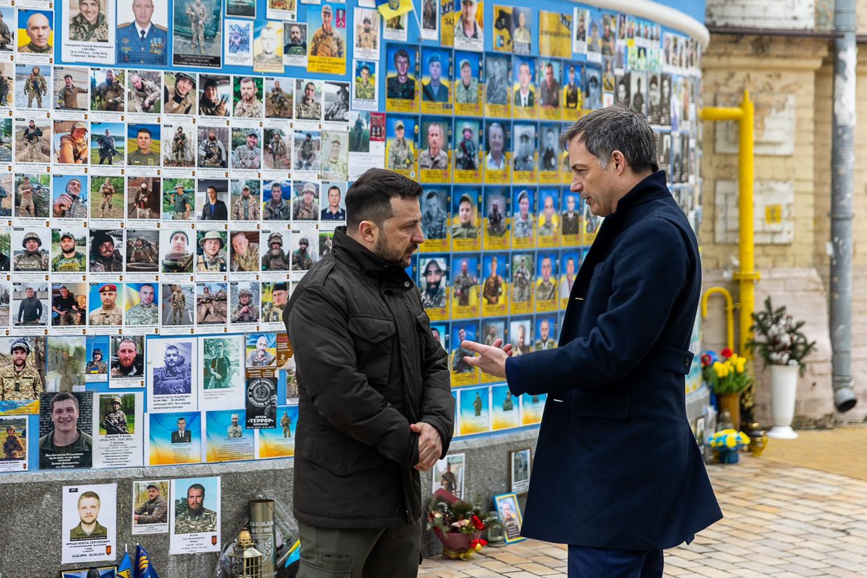 Ukraine's President Volodymyr Zelensky and and Belgian Prime Minister Alexander De Croo in Kyiv.