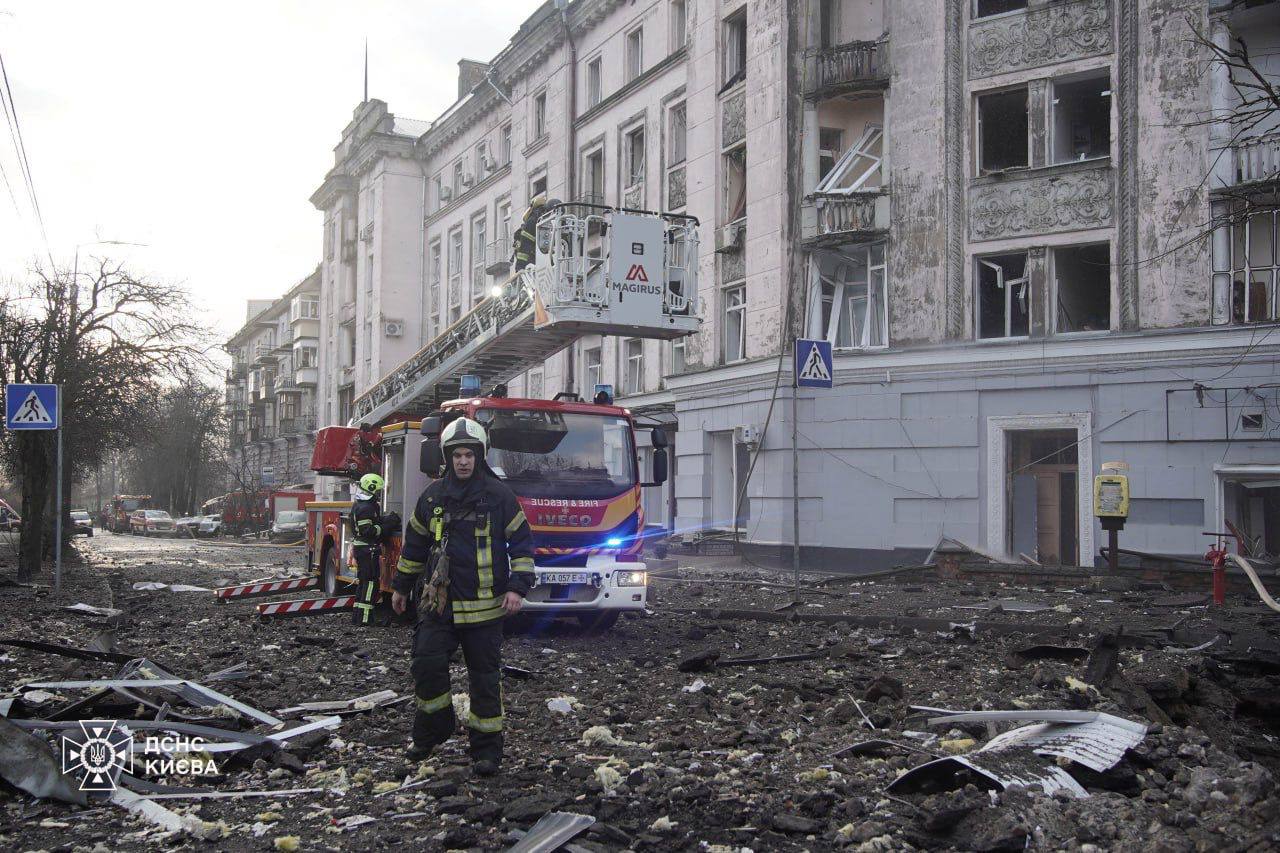 The aftermath of a Russian missile attack on Kyiv on March 21, 2024.
