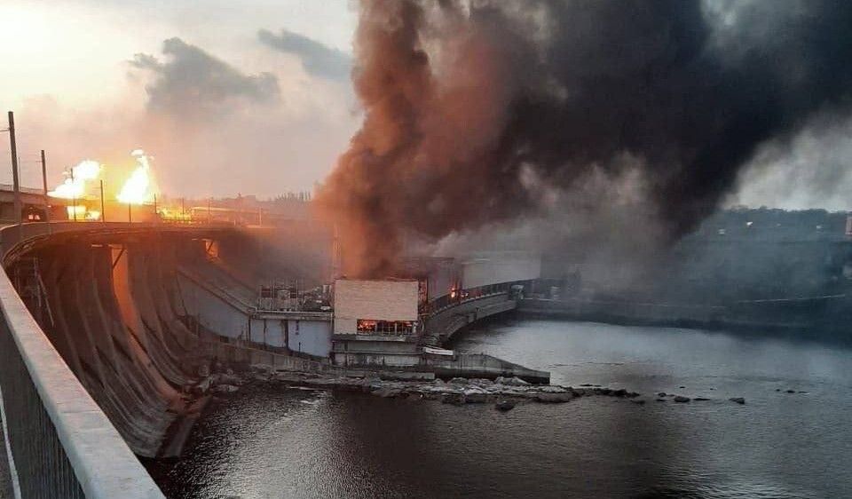The aftermath of a Russian strike on the Dnipro Dam in Zaporizhzhia, Ukraine, on March 22, 2024.