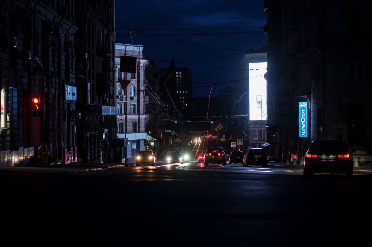 Blackout in Kharkiv, Ukraine on April 21, 2024.