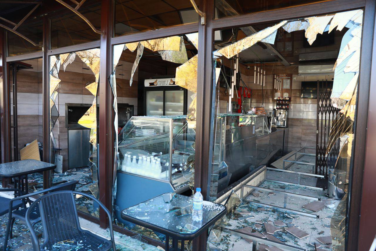 A store damaged by a Russian missile strike on Zaporizhzhia, Ukraine, on April 5, 2024.