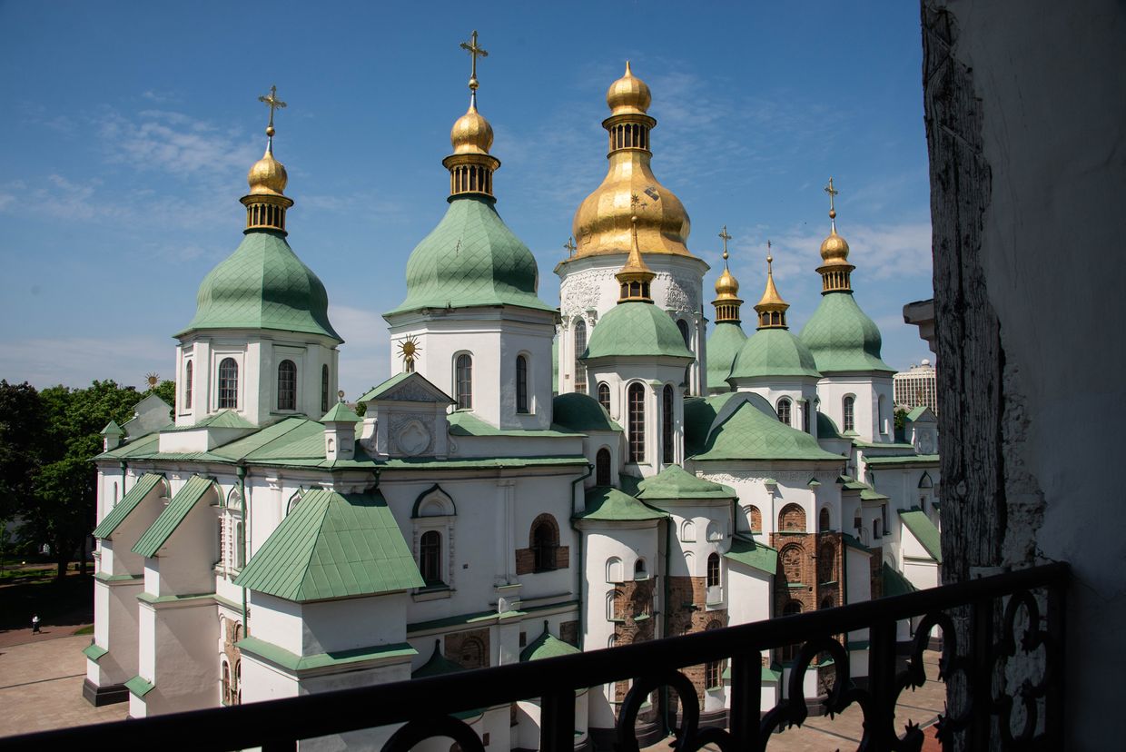 View from The Bell Tower of Kyiv-Pechersk Lavra in Kyiv, Ukraine on May 23, 2024. 