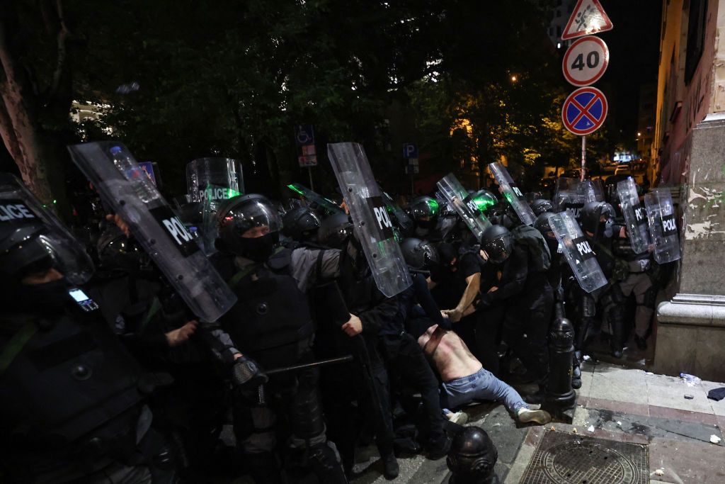 Georgian police arrest 63 demonstrators amid violent crackdown on anti-government protest