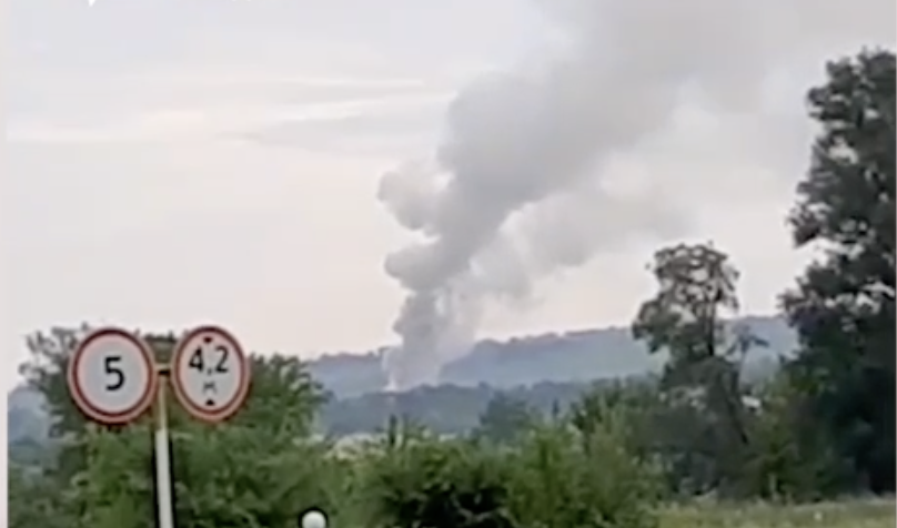 Satellite image shows fire at ammunition depot in Russia's Voronezh region