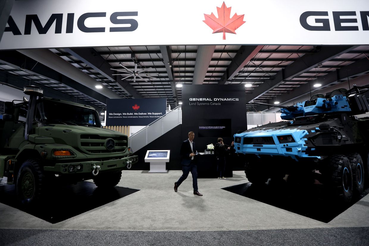 The General Dynamics Corp. booth at the Canadian Association of Defence & Security Industries (CANSEC) trade show in Ottawa, Ontario, Canada, on Wednesday, May 29, 2024.