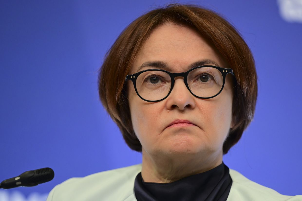 Chairman of the Central Bank of Russia Elvira Nabiullina speaks during the session as a part of the St. Petersburg International Economic Forum 