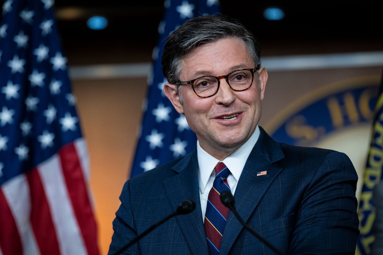 US House Speaker Mike Johnson, a Republican from Louisiana, during a news conference at the US Capitol in Washington, DC, US, on July 23, 2024. 