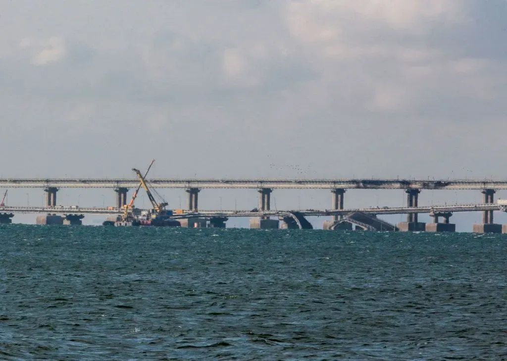 Russia building unknown structure near Crimean Bridge, Ukraine's Navy says