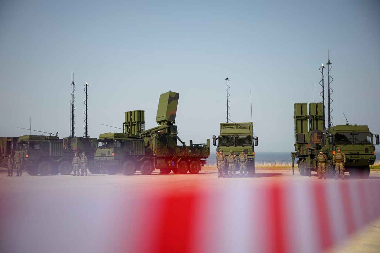 The IRIS-T SLM air defence system is seen in operation mode during the operative launch