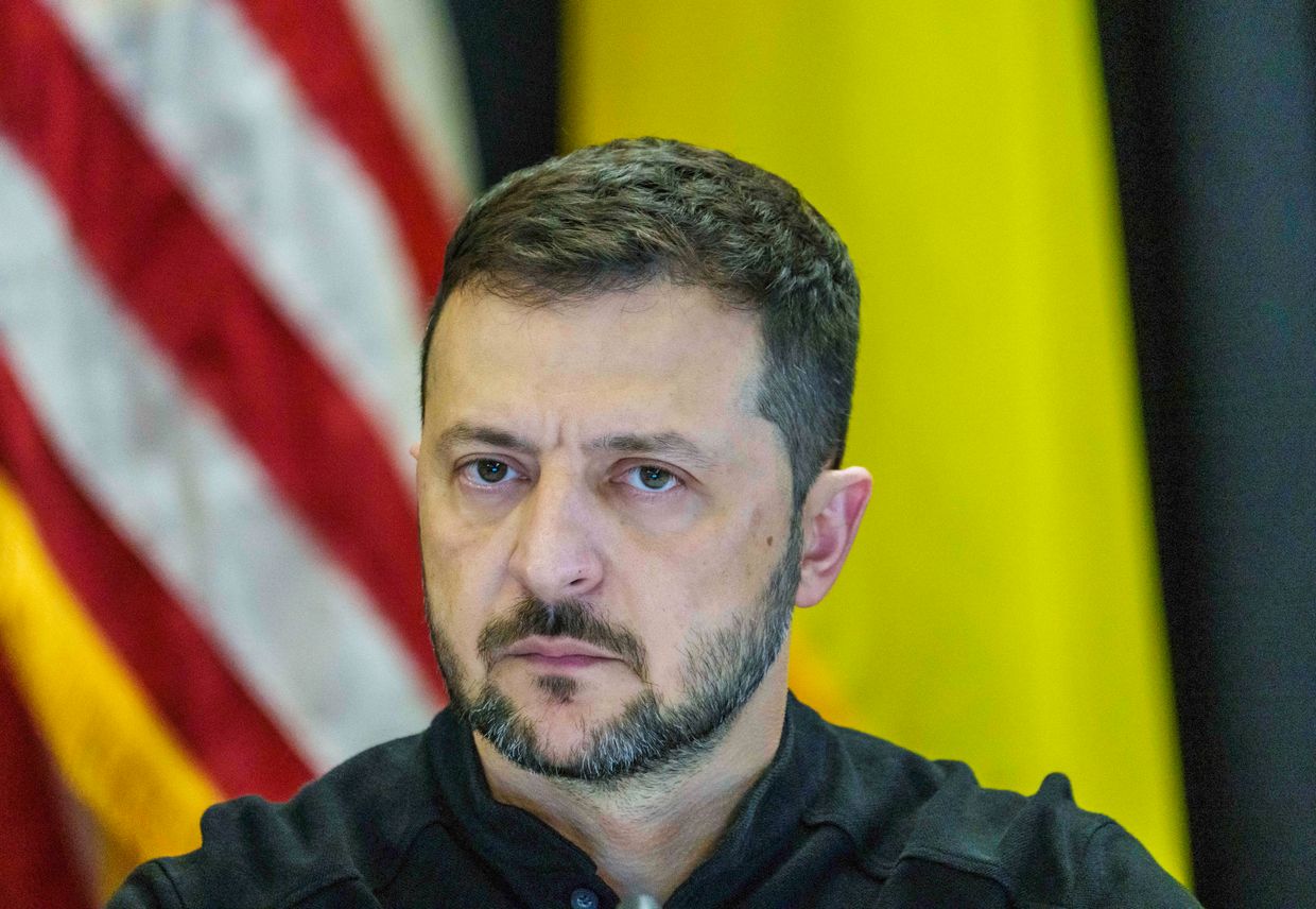 President Volodymyr Zelensky participates in the Ukraine Contact Group meeting at Ramstein Air Base