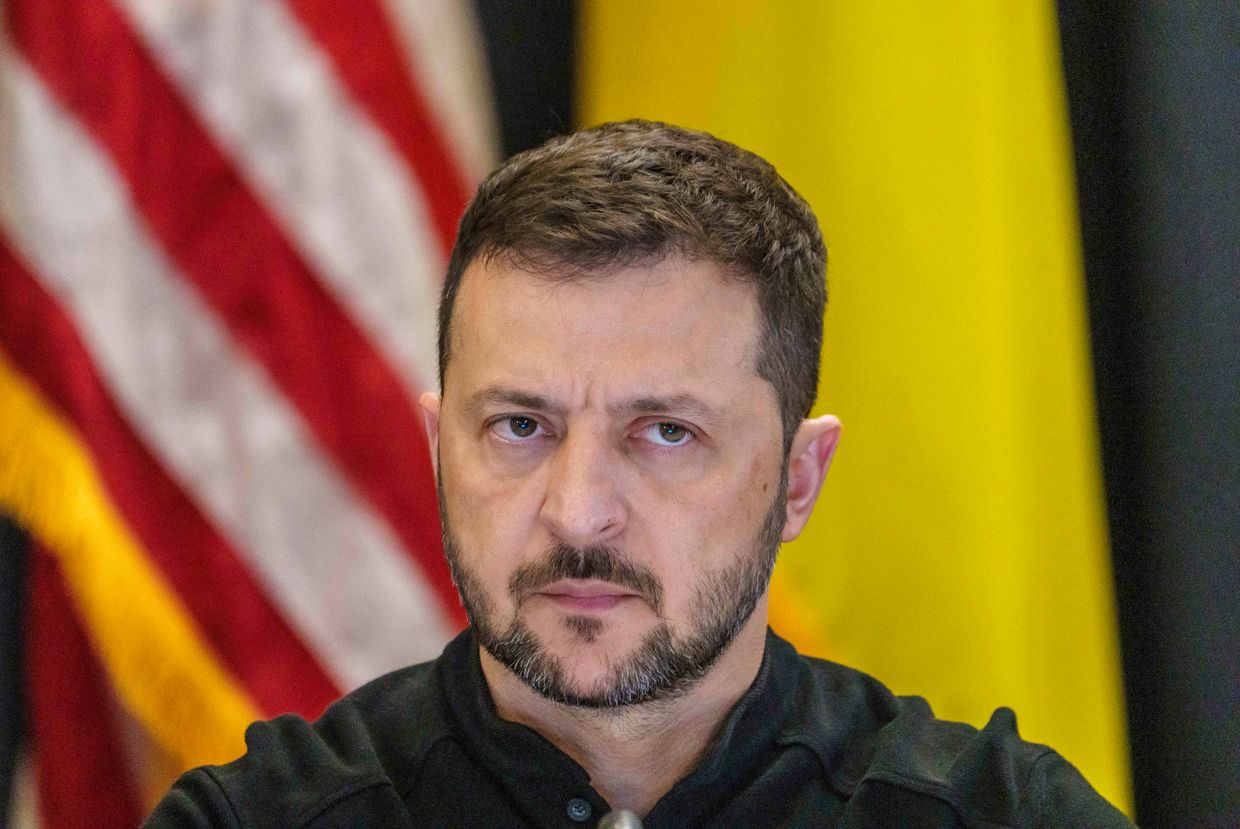 Volodymyr Zelensky, President of Ukraine, takes part in the Ukraine Contact Group meeting at Ramstein Air Base, Germany on Sep. 6, 2024.