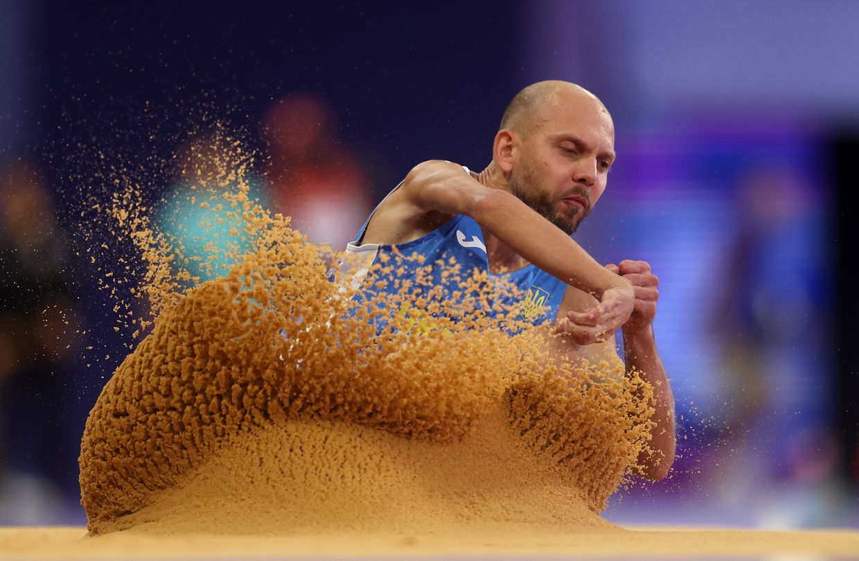 Vladyslav Zahrebelnyi of Team Ukraine competes during the Men's Long Jump T37 Final on day six of the Paris 2024 