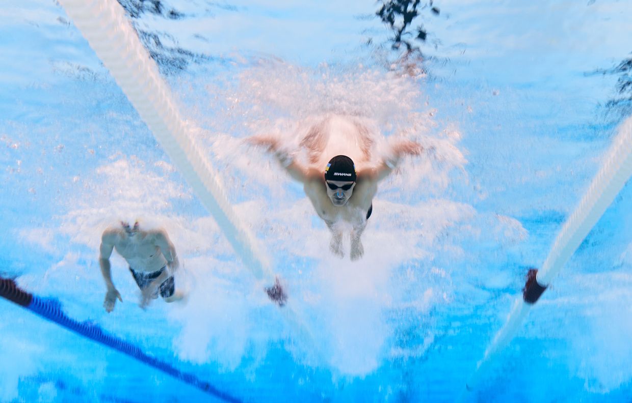 Ihor Nimchekno of Team Ukraine competes during the Men's 100m Butterfly - S10 Final on day six of the Paris 2024 