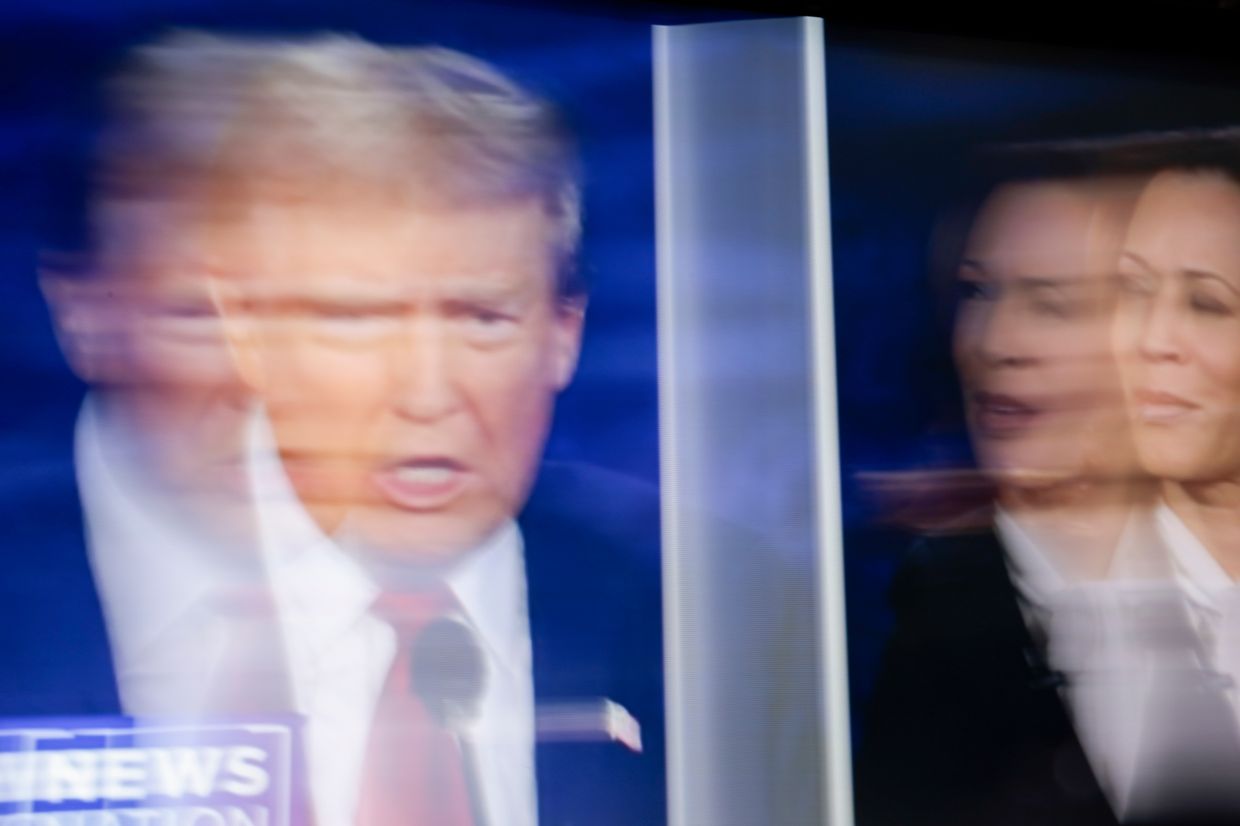 Former US President Donald Trump and US Vice President Kamala Harris