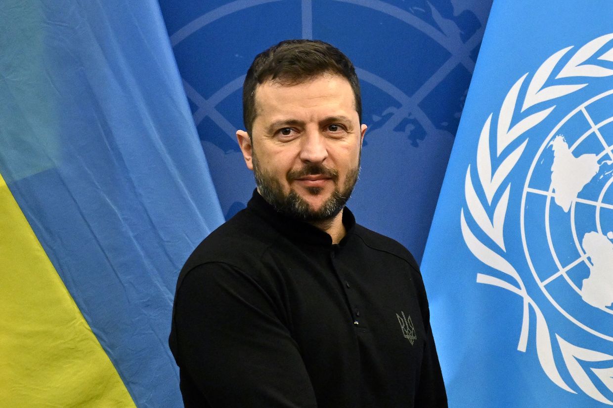 Ukraine's President Volodymyr Zelensky meets with United Nations