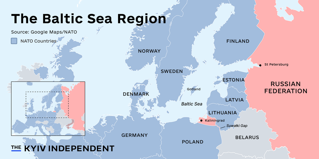 The map of the Baltic Sea region. (The Kyiv Independent)