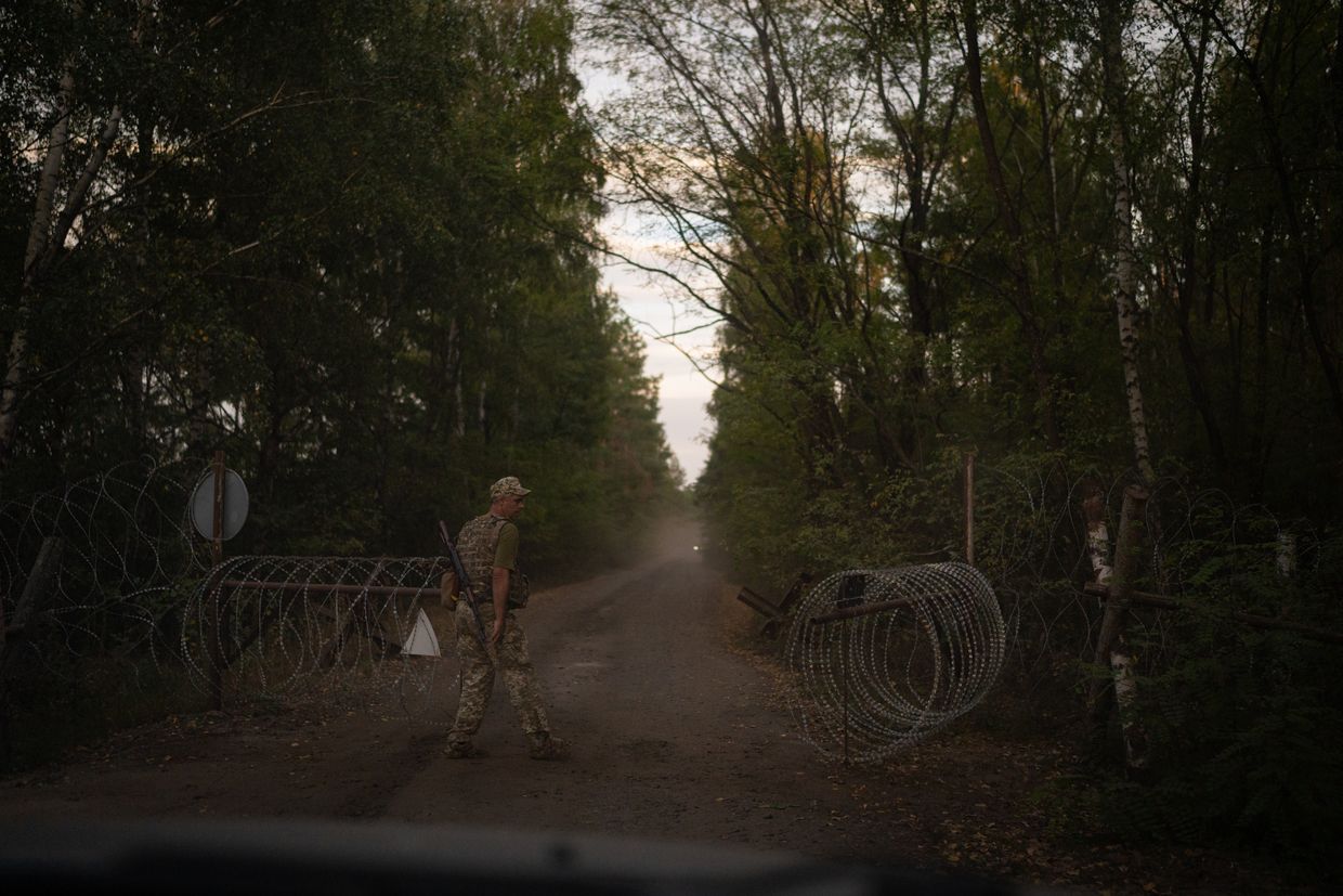 Checkpoint in Chornobyl zone, Kyiv Oblast, Ukraine