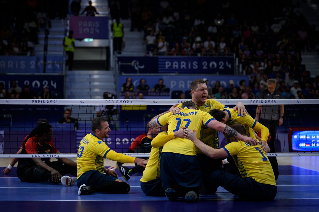 The Ukrainian Men’s Sitting Volleyball team against Germany in the first round of the tournament against Germany