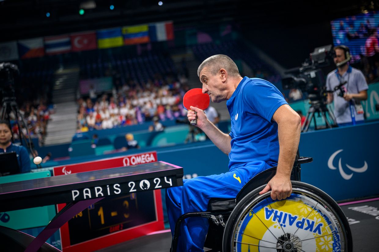 Vasyl Petruniv, 50 from Ivan-Frankivsk, competes in the s3 division of para table tennis