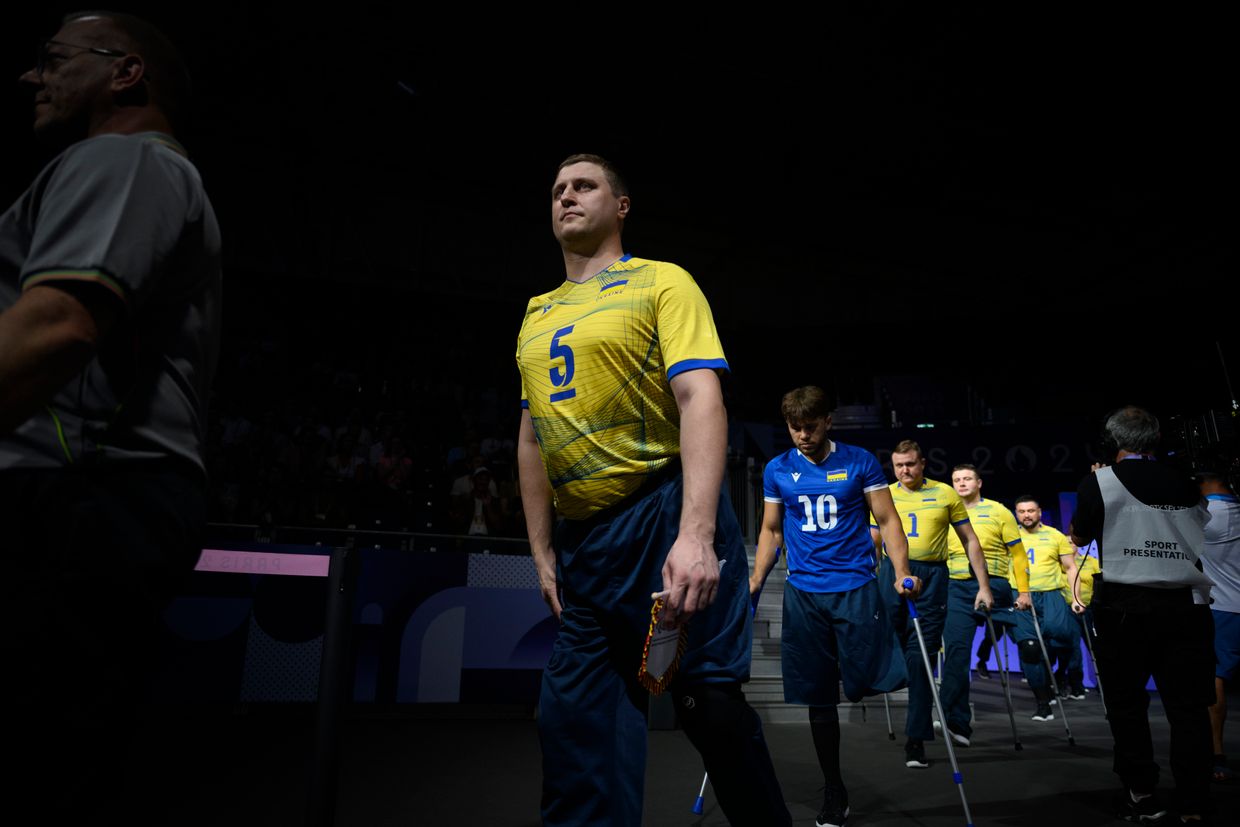 The Ukrainian Men’s Sitting Volleyball team against Germany in the first round of the tournament against Germany