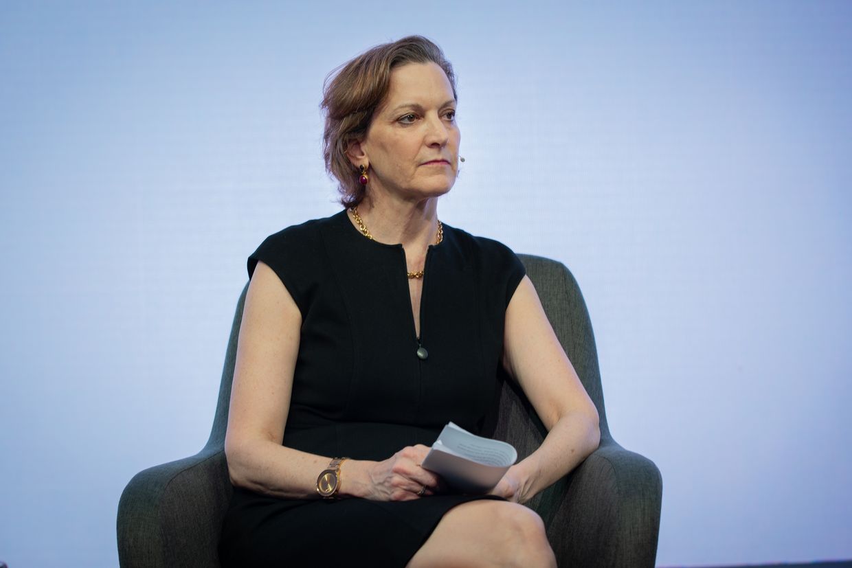  Historian Anne Applebaum speaks at the 'Democracies in Danger' session at the XXXV Economy Circle in Barcelona, Spain, on May 30, 2019.