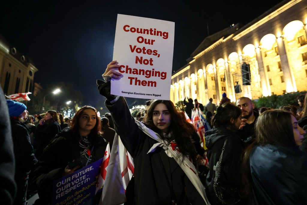 Georgians take to streets in protest as pro-Russian party crowned election winner amid wide-scale fraud