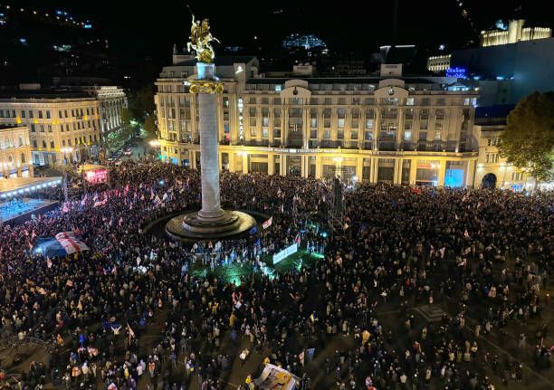 Tens of thousands of Georgians rally in support of EU accession ahead of upcoming parliamentary election