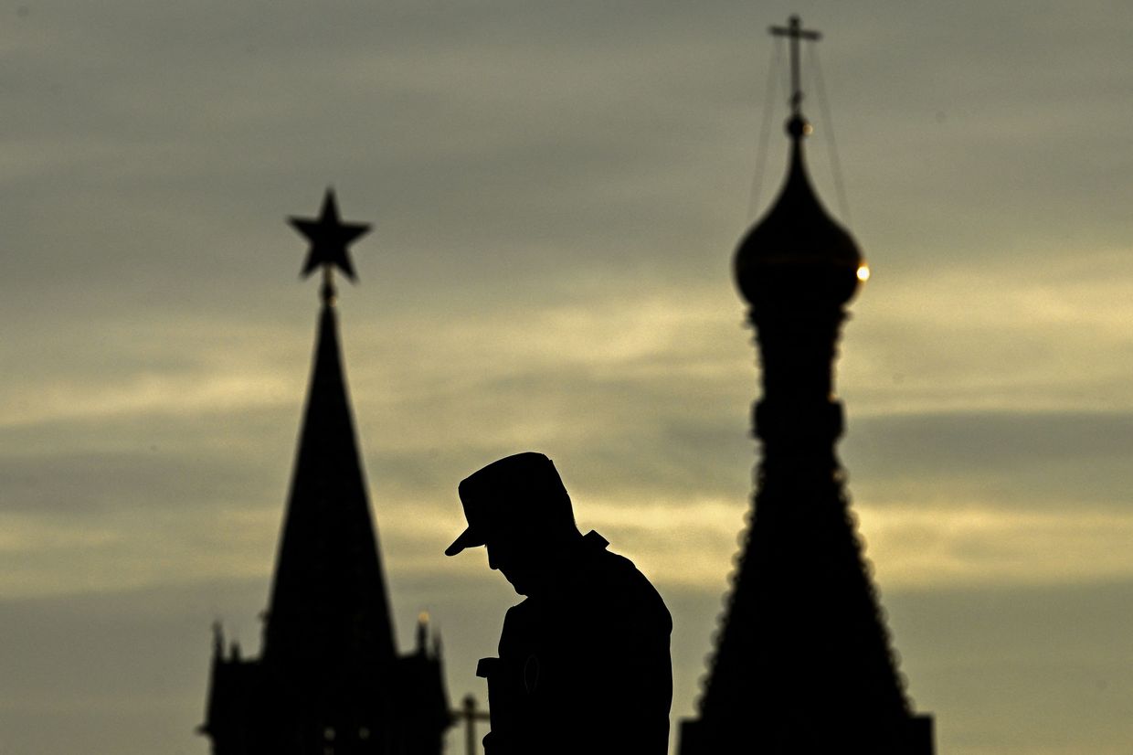 Kremlin's Spasskaya Tower and St. Basil's Cathedral in Moscow, Russia, on June 13, 2023.