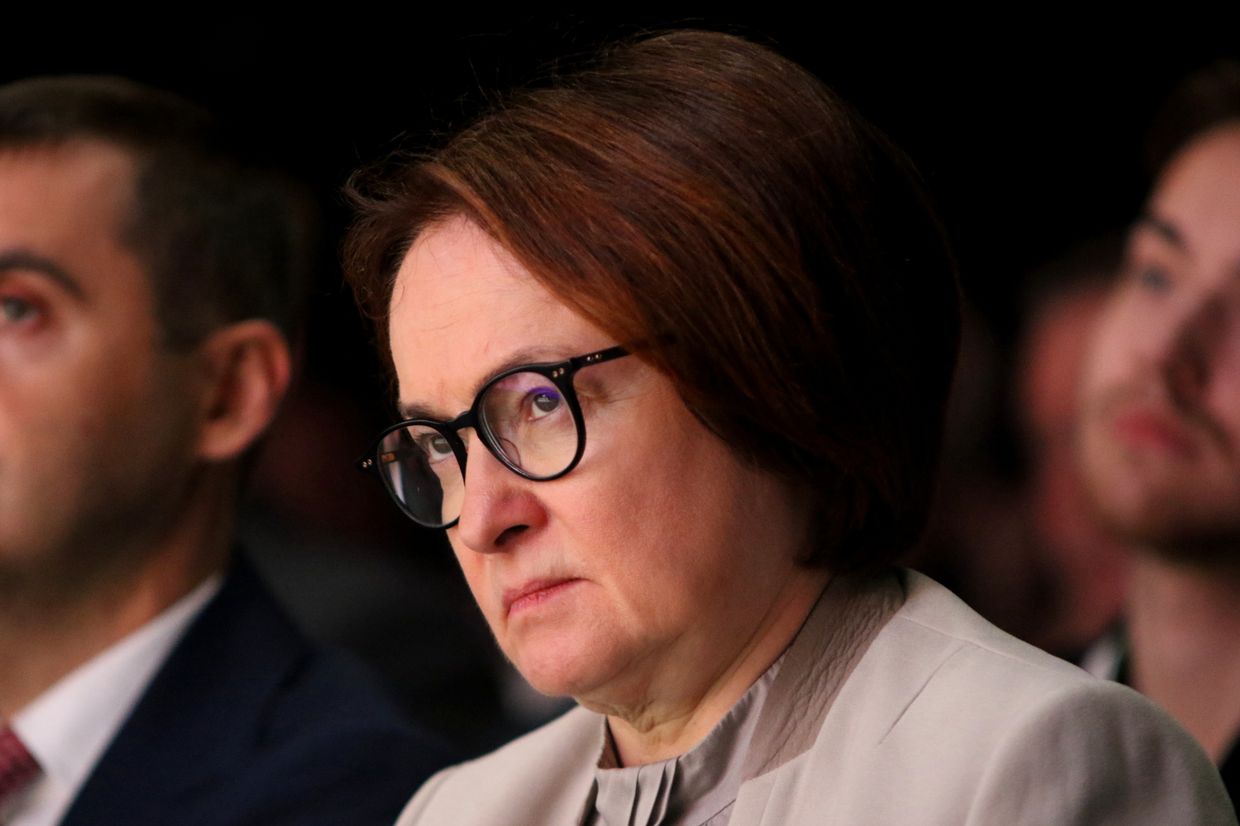  Elvira Nabiullina, head of Russia's Central Bank, speaks on AI regulation during the Financial Congress in St. Petersburg, Russia, on July 5, 2024.