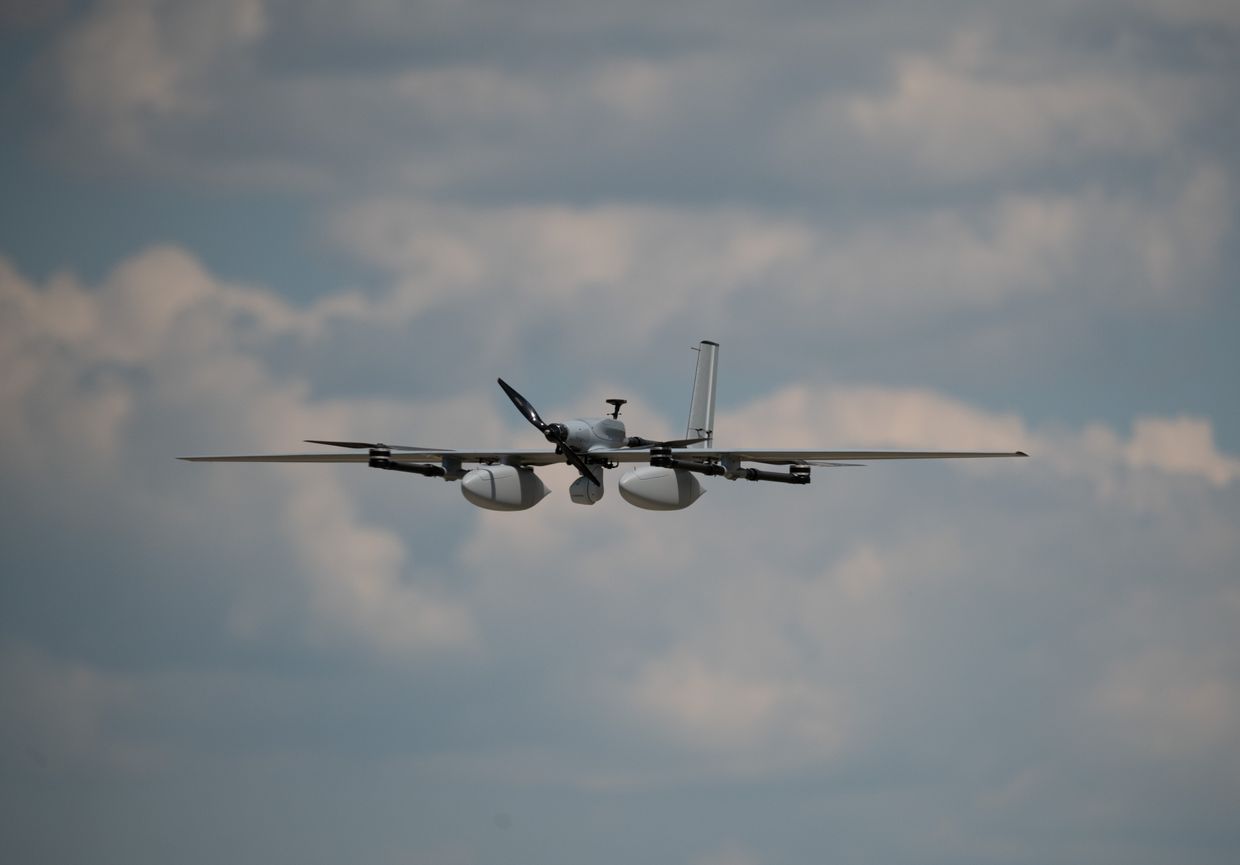 The Buntar-1 in flight on June 29, 2024. takeoff at a test site on June 29, 2024.