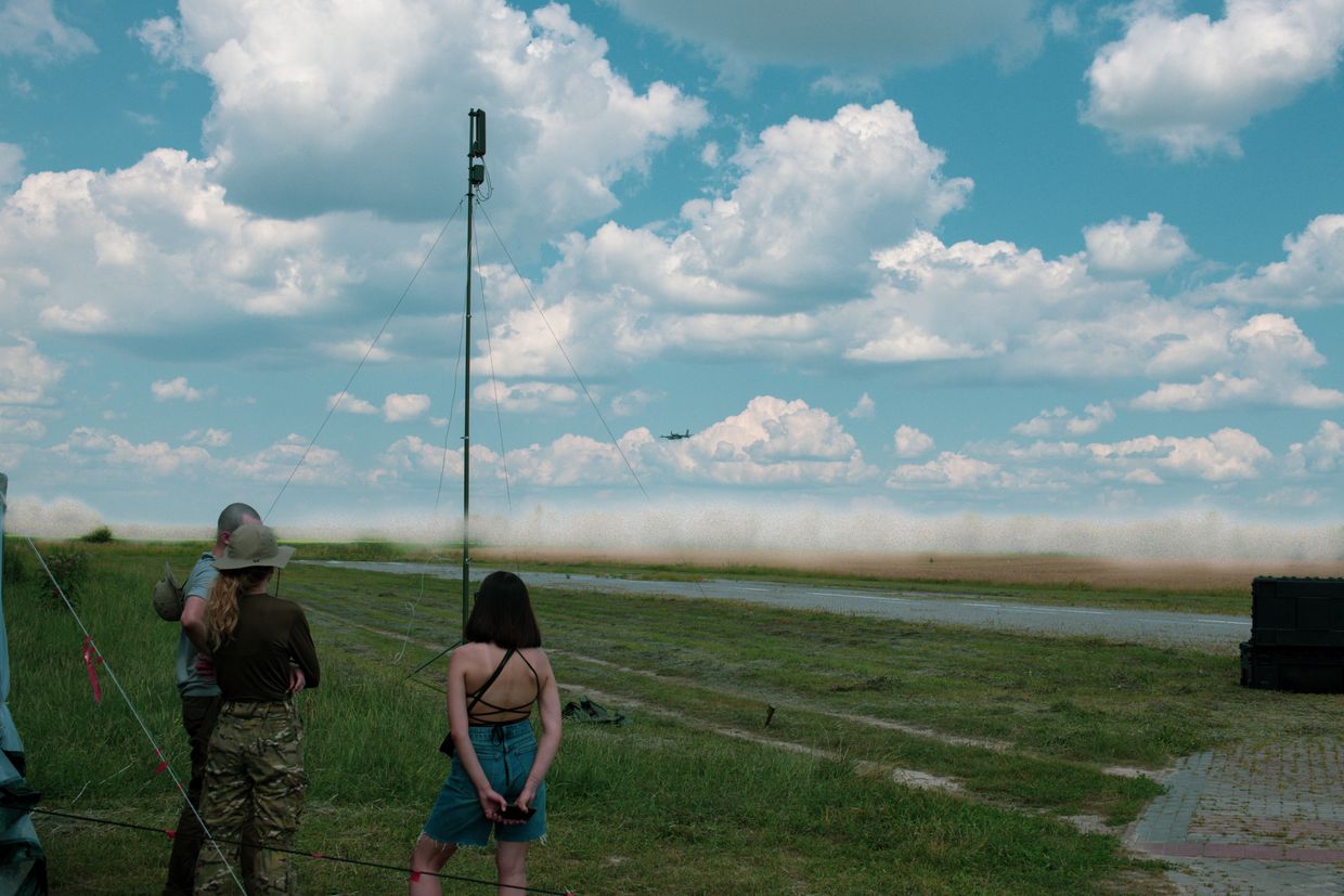 The Buntar team watch the Buntar-1 take off on June 29, 2024. takeoff at a test site on June 29, 2024.