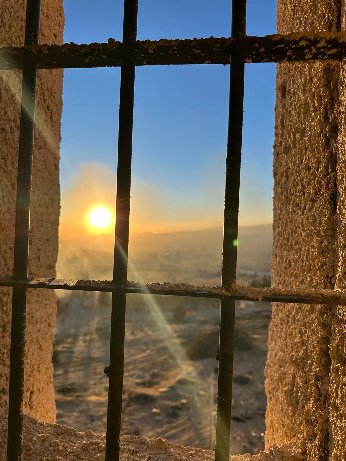 Sunset at Sednaya prison, Damascus, Syria on Dec. 20, 2024.