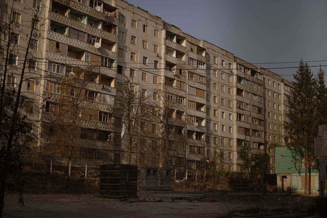  A view of damage in Khotin, Ukraine, 30 km from the Russian border, a hub amid Ukraine's advance into Kursk, on Sep. 13, 2024.