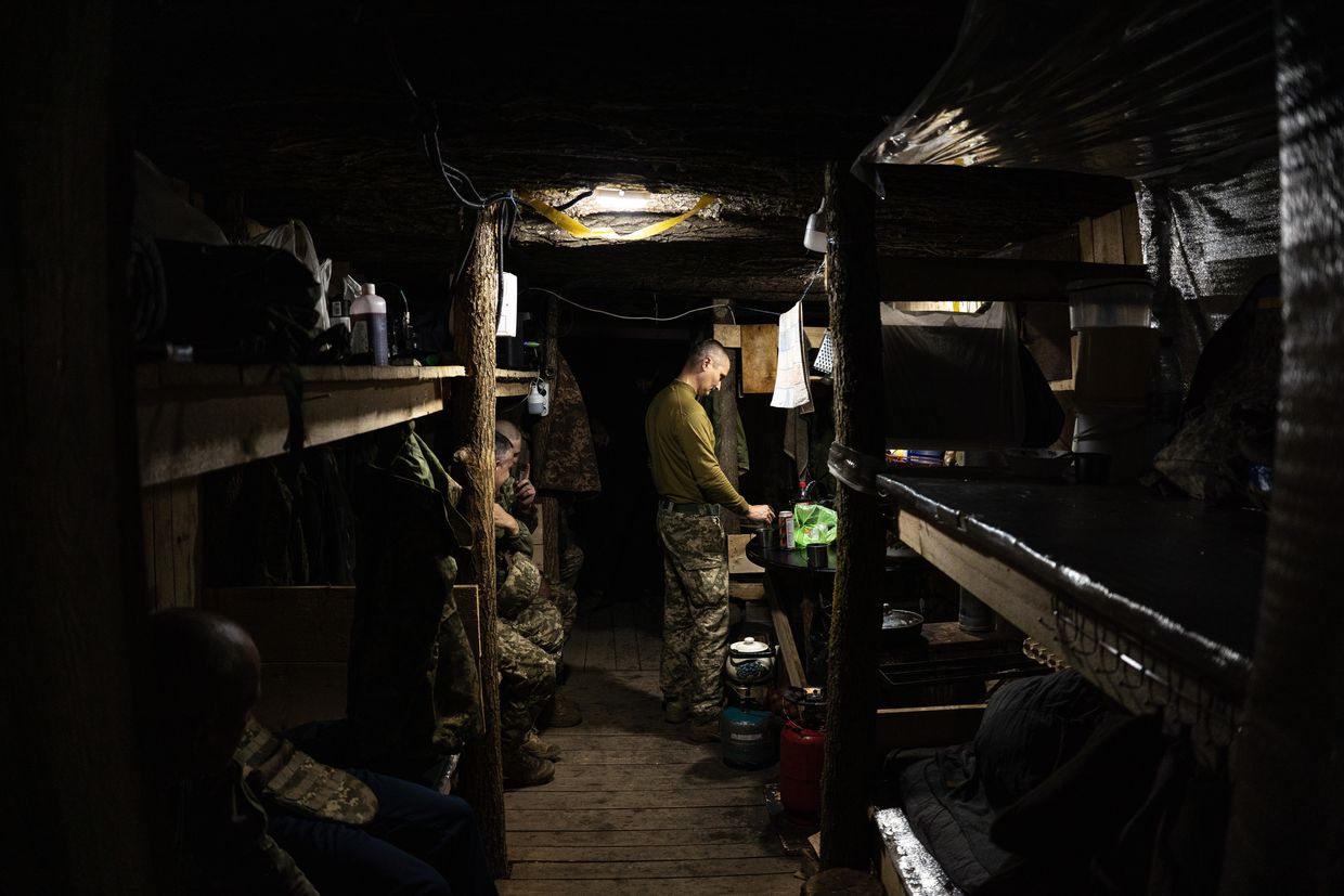 Ukrainian soldiers wait underground for orders near the Russian border as the war continues in Sumy Oblast, Ukraine, on Sep. 30, 2024.