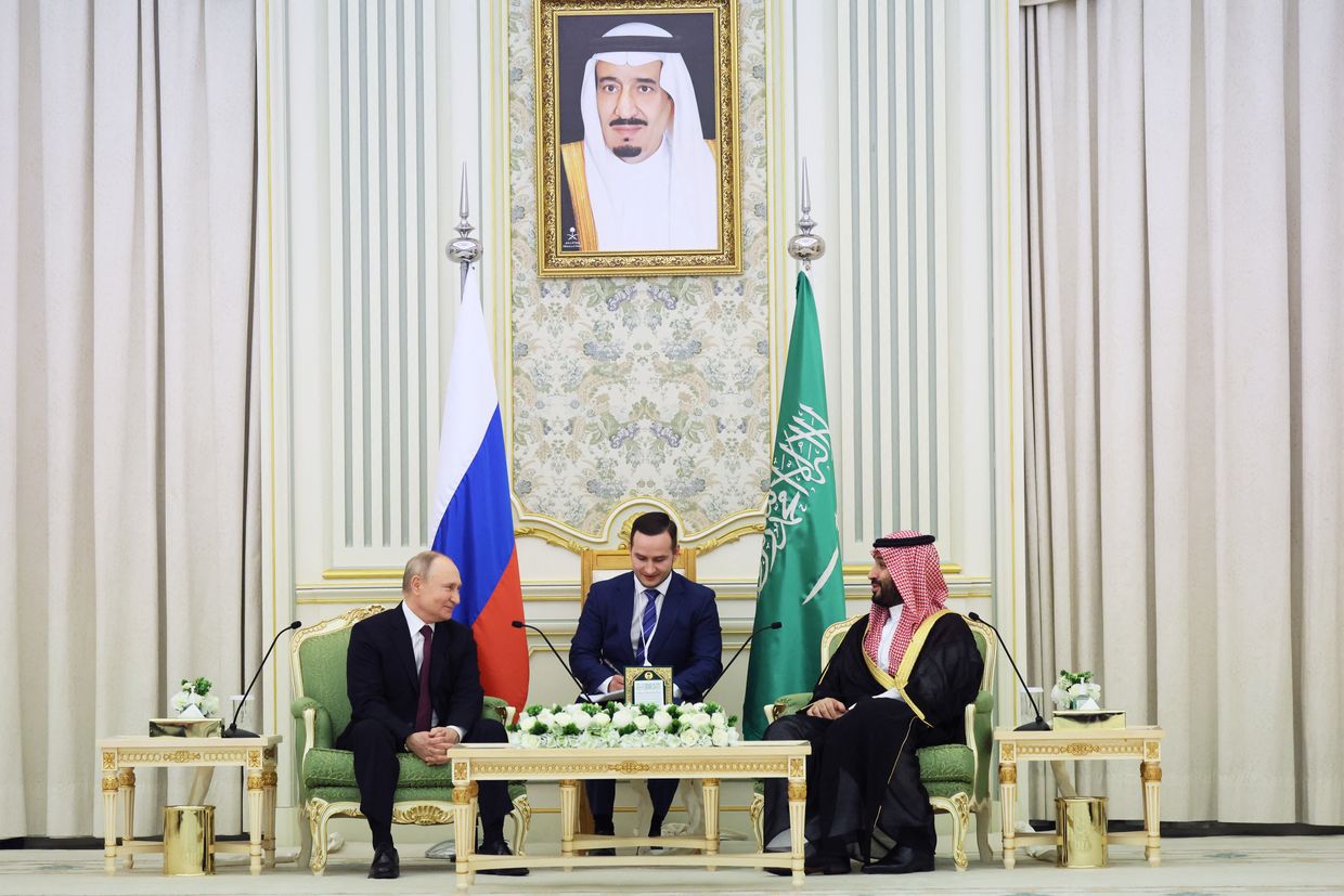 President Vladimir Putin meets Crown Prince Mohammed bin Salman in Riyadh, Saudi Arabia, on Dec. 6, 2023.