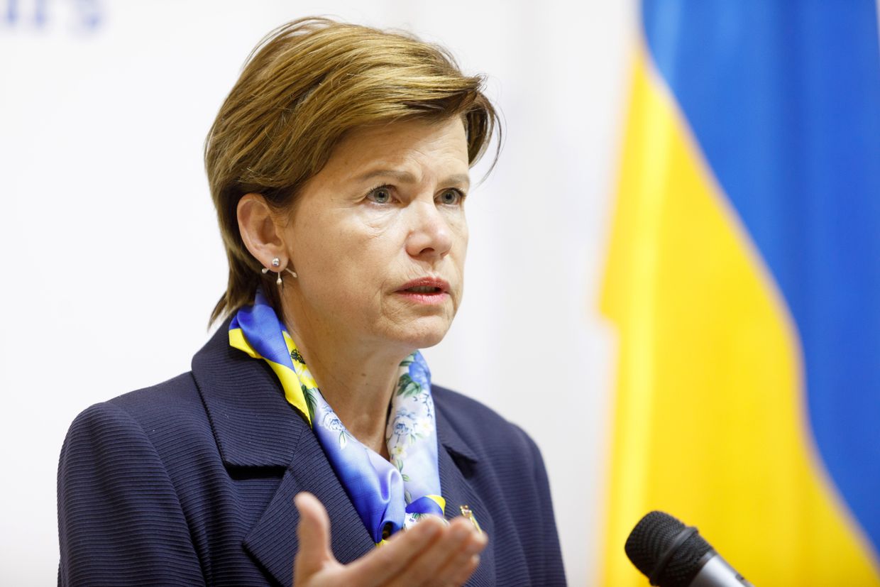 Foreign Minister of Latvia Baiba Braze in Kyiv, Ukraine, on April 26, 2024. 