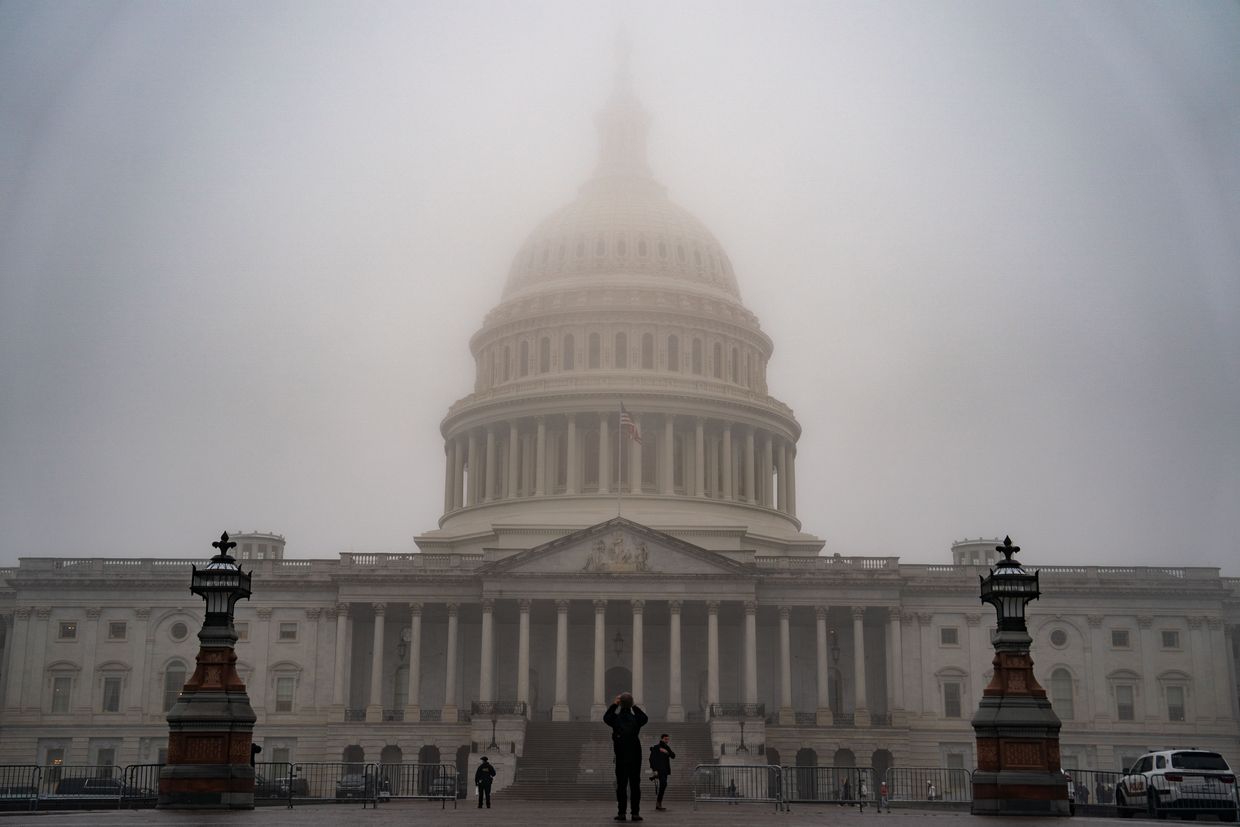 Fog surrounds the dome of the U.S. Capitol in Washington, D.C., US on Dec. 10, 2024. 