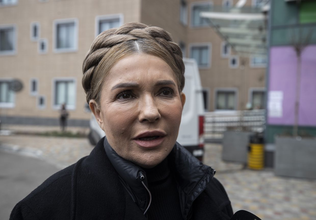 Former Ukrainian Prime Minister Yulia Tymoshenko speaks during an exclusive interview on the latest developments of Russian attacks on Ukraine in Kyiv, Ukraine, on March 7, 2022. 