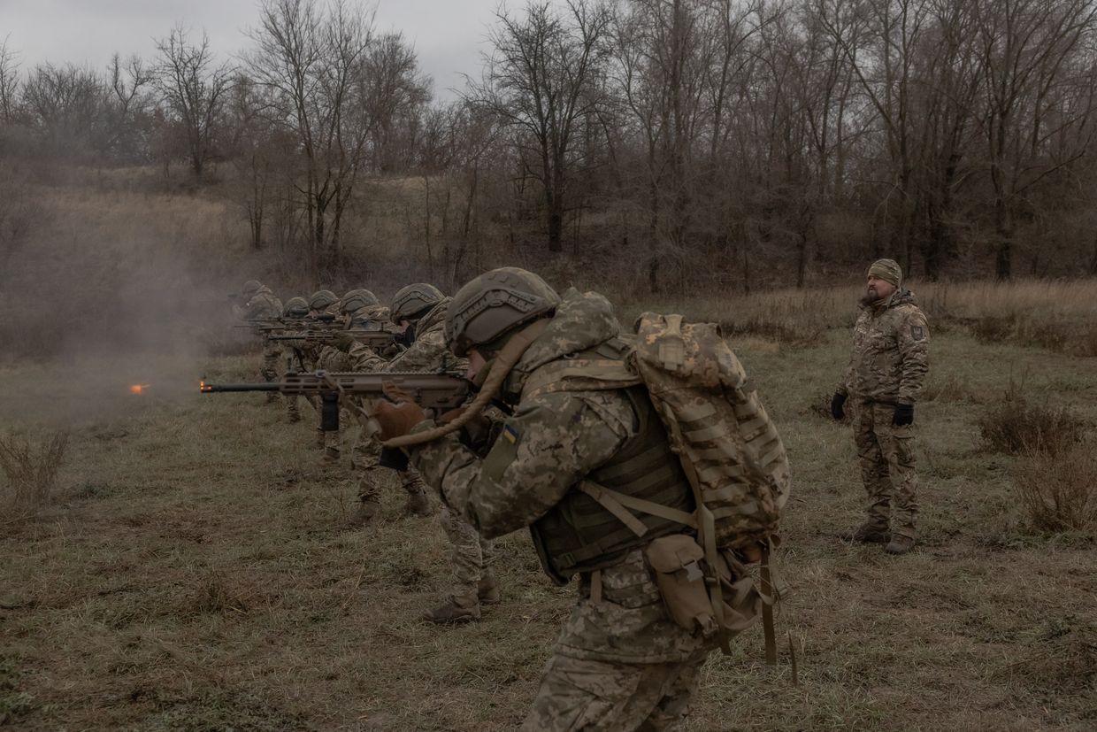 Da Vinci batallion take part in a training exercise in Dnipropetrovsk Oblast, Ukraine, on Dec. 12, 2024.