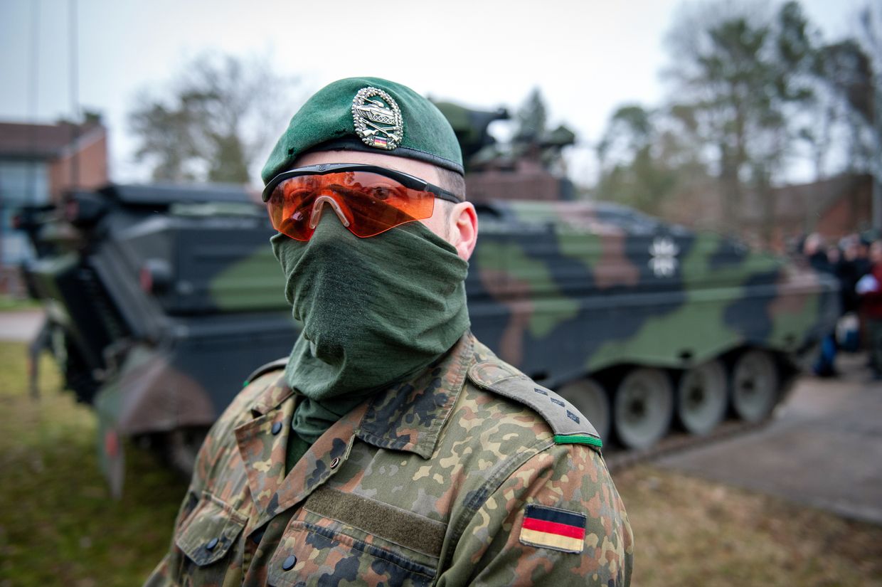 A Bundeswehr soldier in Munster, Germany, on Feb. 20, 2023.