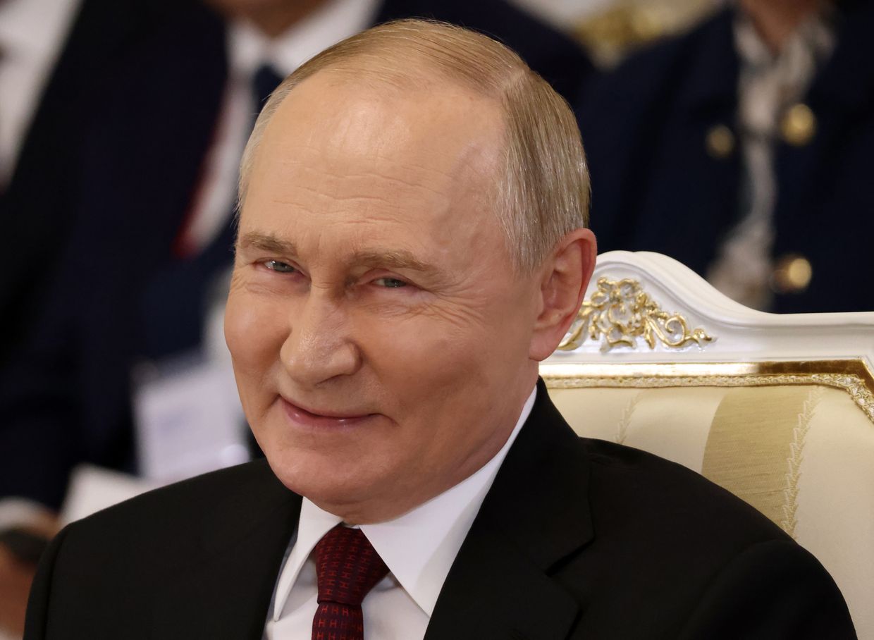 Russian President Vladimir Putin smiles before the BRICS Summit in Kazan, Russia, on Oct. 22, 2024.