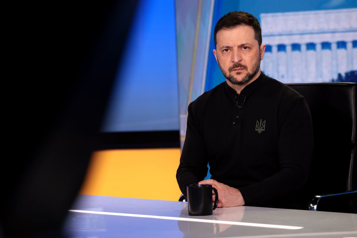 President Volodymyr Zelensky conducts an interview with Fox News' Bret Baier, in Washington, DC, U.S. on Feb. 28, 2025.