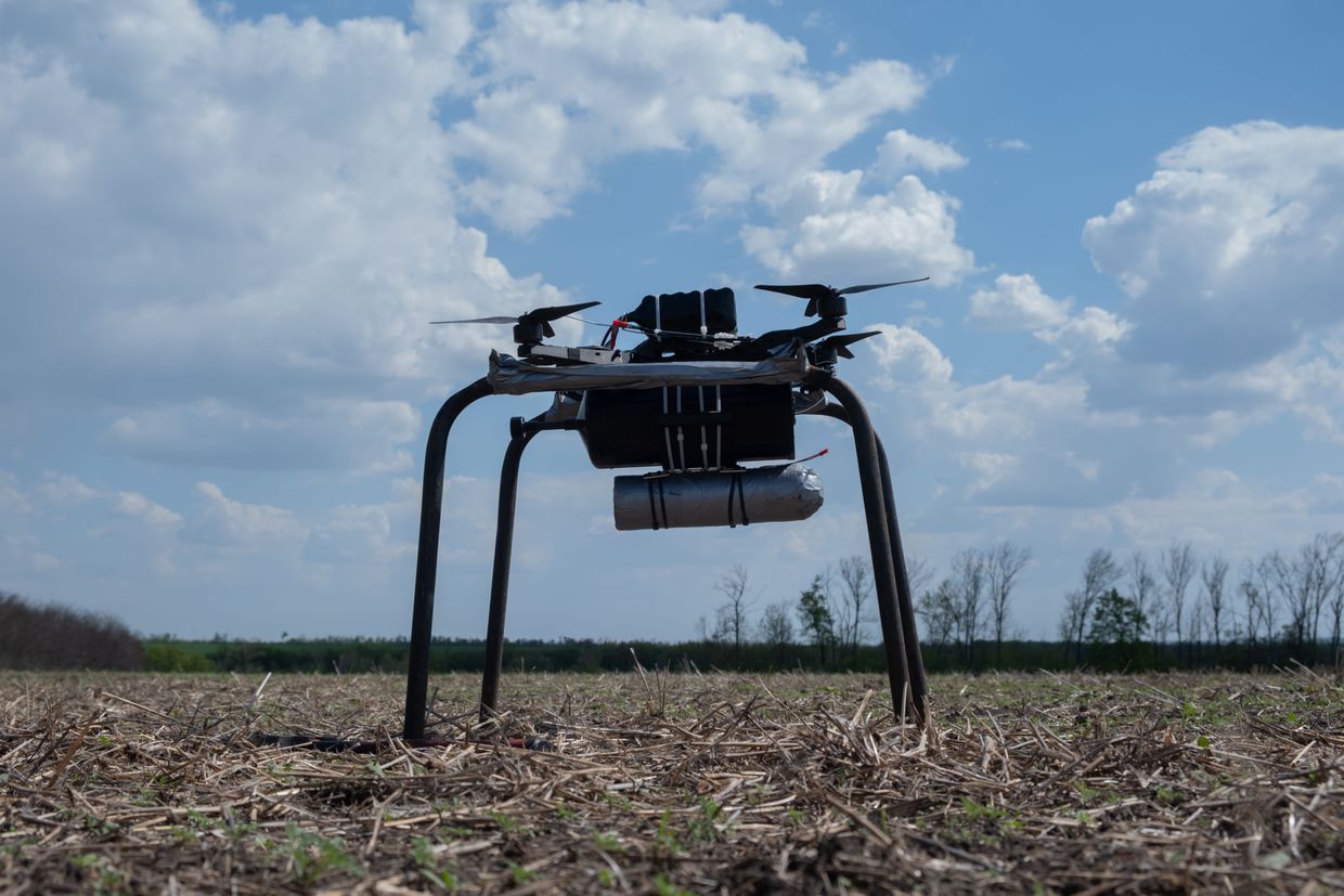 The testing of fiber optic drones with Ukraine’s Azov Brigade in Donetsk Oblast, on April 23, 2025.